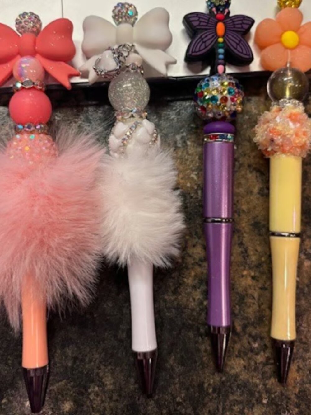 Beaded Pens- set of 4 NEW! Bows, Flower, Butterfly